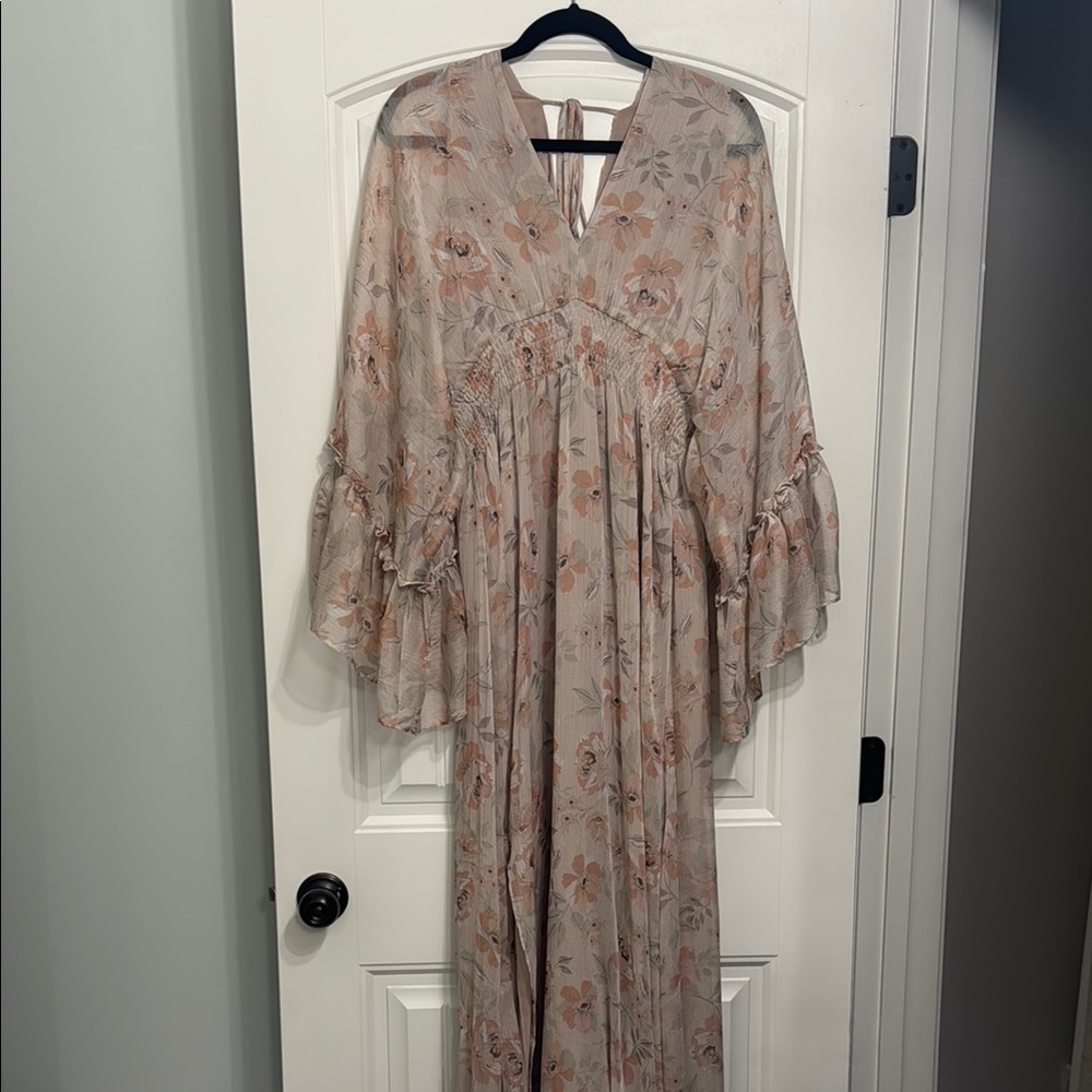 Aura Floral Maxi Dress with Bell Sleeves